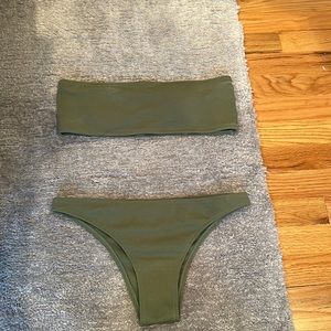 Size large olive green strapless bikini